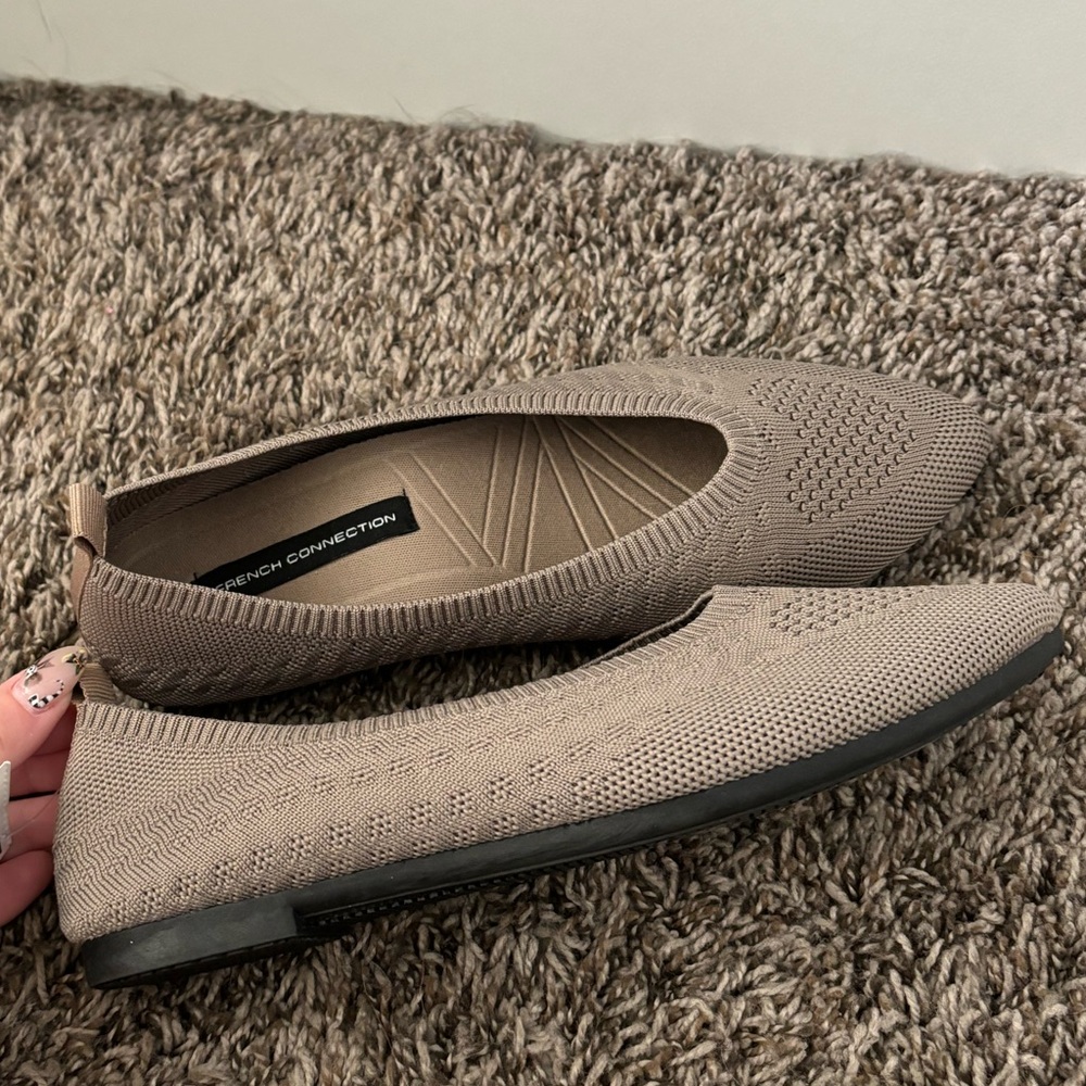 French Connection Taupe Knit Flats